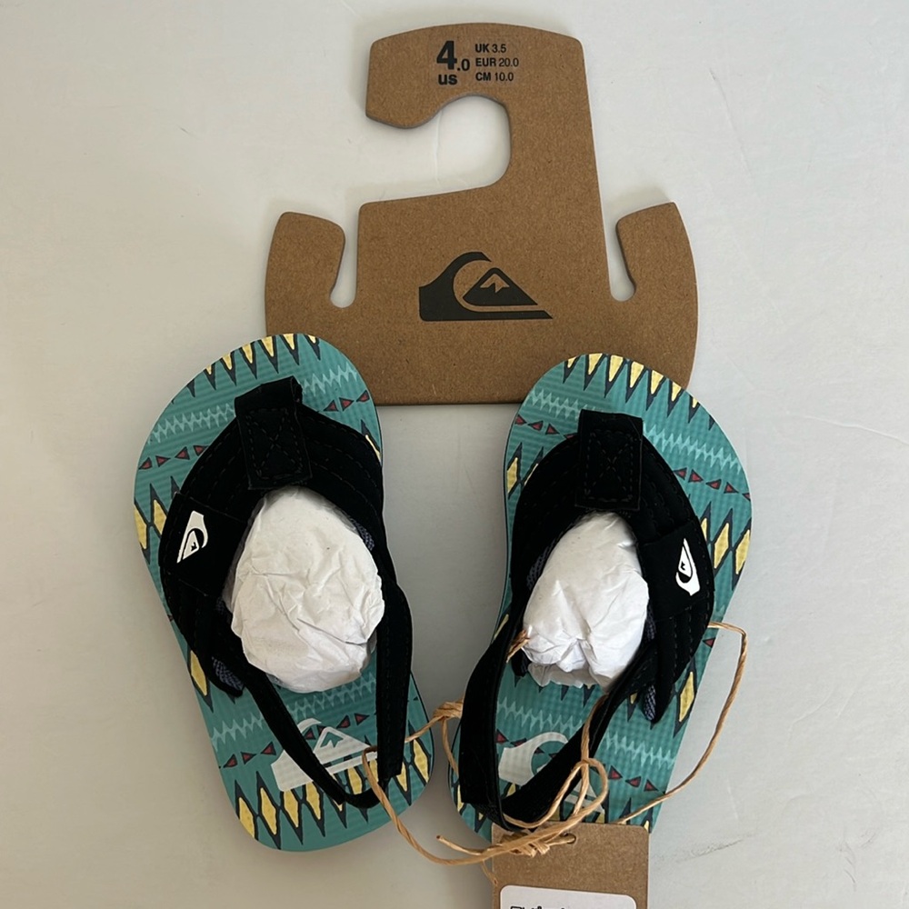 NWT Quiksilver Kids Sandals - Black and Teal Toddler size 4
